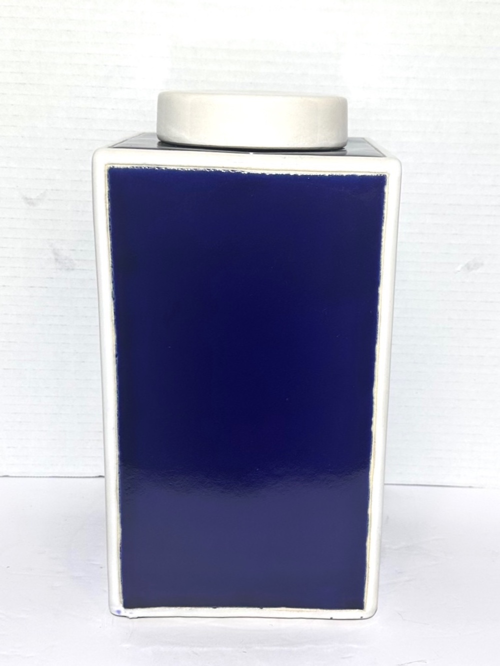 Jonathan Adler Haply Chic Cobalt Blue Ceramic Canister Vase Lid Vintage MCM Pop
